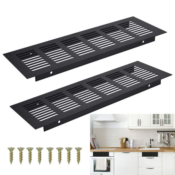 AFASOES 2 Pcs Air Vent Grille Cover, Aluminum Alloy Vent Cover Black Ventilation Cover Air Vents for Cupboard Wardrobe Ventilation (250 * 80mm)