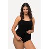 Ulla Popken Damen Spaghetti, Rundstrick Hemd, schwarz, 46-48
