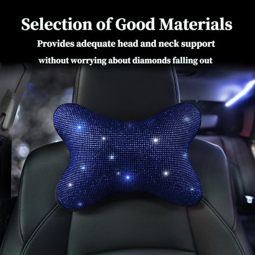 Pirador Car Headrest Pillow Diamond Car Neck Pillow Driving Relax Neck Support Comfortable Car Decor Accessories Bling Bling Diamonds for Girly Two Pieces Auto Seat Headrest Cushion