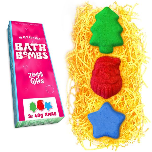 3 x Zimpli Gifts Weihnachten Badebomben Geschenkset Weihnachtsstrumpffüllung für Frauen und Kinder Bad Vaporizer Beauty Geschenk Set für Spa