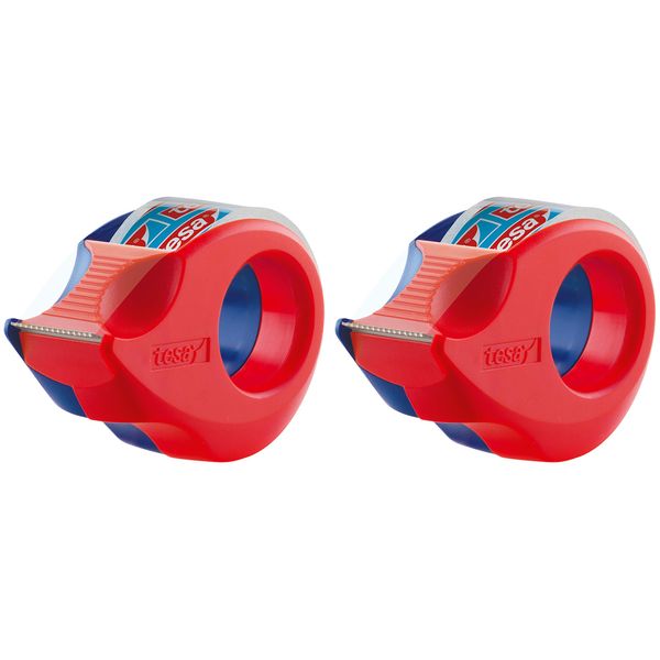 tesa 2 x 57858 Hand Dispenser Mini Clear (2 Pieces), Blue-red