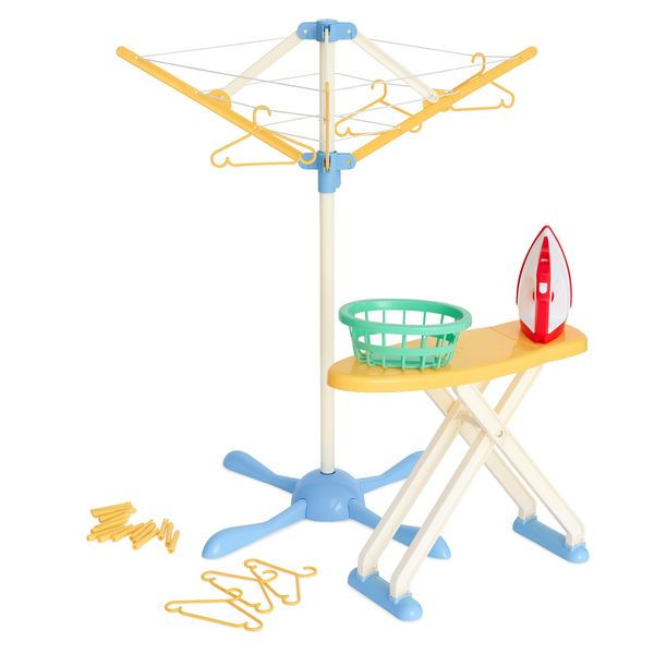 Casdon Wash Day Set | Toy Ironing Board and Washing Line for Children Aged 3+ | Equipped with Pretend Steam Iron and Laundry Basket!