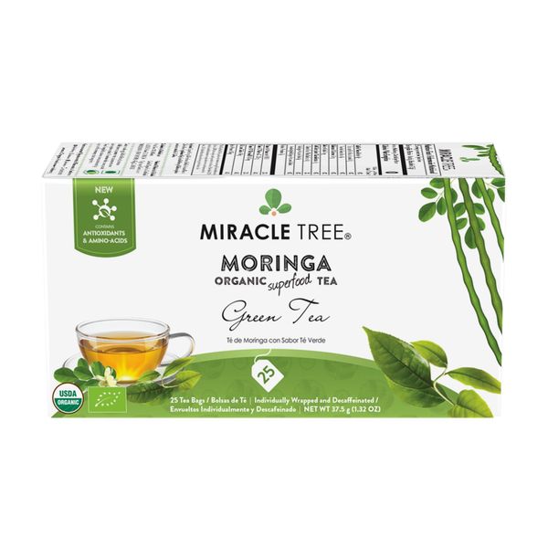 Organic Moringa Tea, Green Tea - Pack of 1 (25 tea bags)