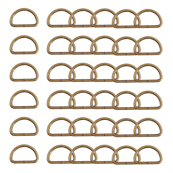 WedDecor 15mm Antique Brass Non Welded Metal D Ring Fasteners Buckle for Adjustable Fastening Webbing, Arts and Crafts, Pet Collars, Repairing Bags, Straps, 10pcs