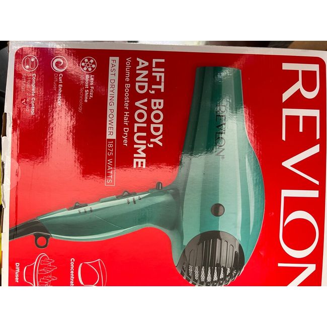 Revlon Volume Booster Hair Dryer | 1875W for Voluminous Lift and Body, (Green)