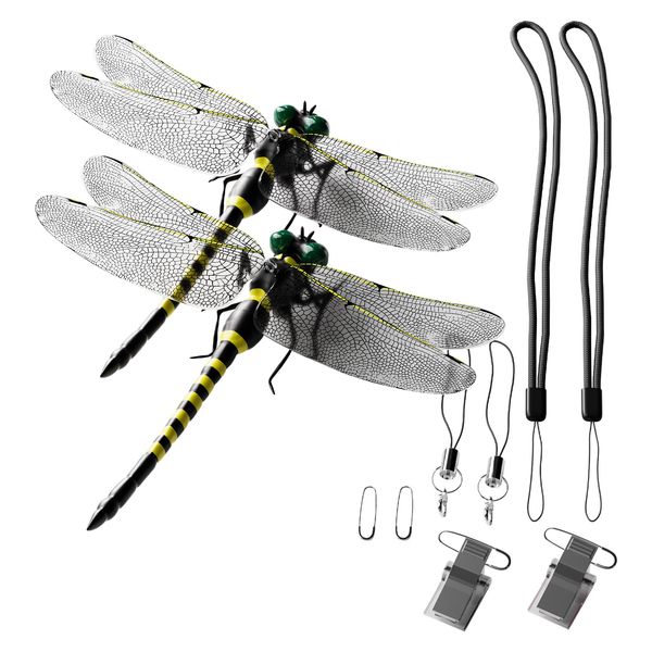 Dragonfly Insect Repellent, Dragonfly Model, Safety Pins, Mosquito, Bee, Wasp Repellent, BBQ, Mountain Climbing, Fishing, Camping, Grass Mowing, Veranda, Garden, Entrance, Indoor, Outdoor, Set of 2