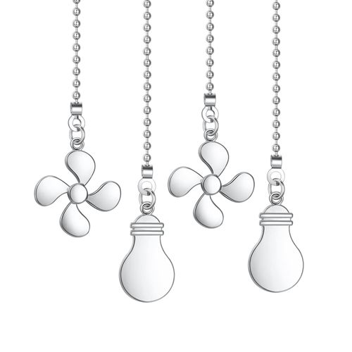 Ceiling Fan Pull Chain Extender, 4 Pieces 12-inch 3mm Dia Beaded Extension Chain with Fan and Bulb Cord (Silver)