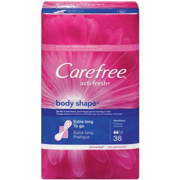 Carefree Body Shape Extra Long Unscented, 36-count (Pack of 2)