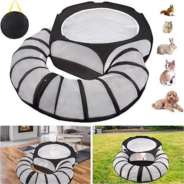 Small Animal Playpen with Toy Tunnel, Waterproof Pet Guinea Pig Black