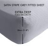 Catherine Lansfield Satin Stripe 300 Thread Count Single Fitted Sheet Grey