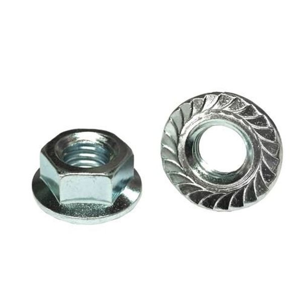 (100) 3/8-24 Hex Serrated Flange Nuts Case Hard Zinc