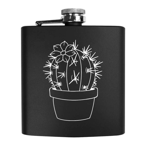 6oz (170ml) 'Potted Cactus' Pocket Hip Flask (HP00036017)