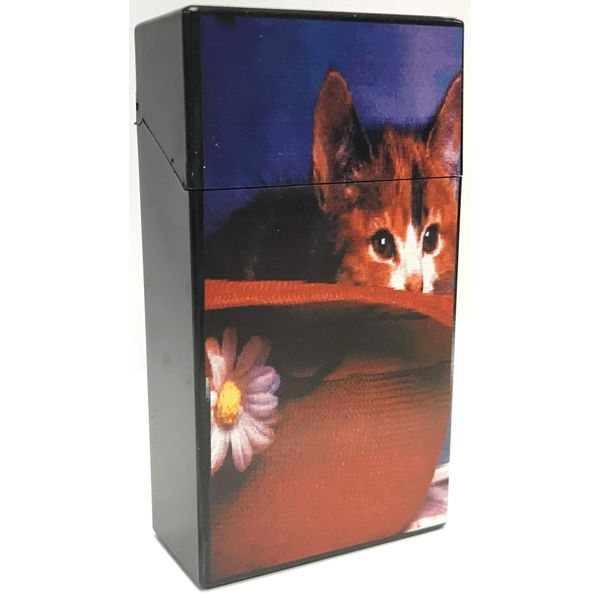 Eclipse Cute Cat In Hat Design Crushproof Plastic Cigarette Case, 2ct, 100s, 3115D10-2