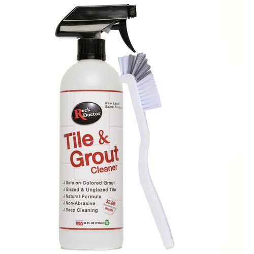 Rock Doctor Natural Tile and Grout Cleaner with brush, Remove Stains Dirt, Oil, and Soap Scum, Heavy Duty Non-Abrasive Tile Cleaner, Natural Formula