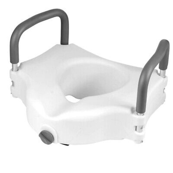 Hi-Riser Elevated Locking Raised Toilet Seat with Armrests, 5 Inch Seat