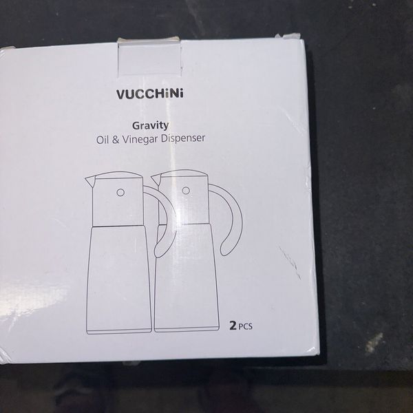 2 VUCCHINI GRAVITY OIL & VINEGAR DISPENSERS - YELLOW/WHITE - 300ML