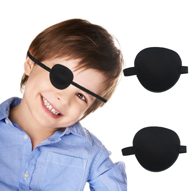 RICISUNG Eyepatch, Fashionable 2 Pack, Weaksight, Division, Eye Correction, Protective Eyepatch, Adjustable Weak Vision Lazy Eyepatch, Pirate Single Eye Mask for Adults and Kids