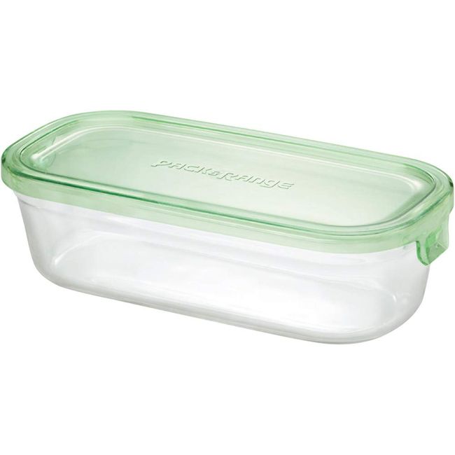 Iwaki KC3246N-G Pack & Range Heat-Resistant Glass Storage Container, Butter Case, Green, Rectangular, M, 16.9 fl oz (500 ml), Microwave