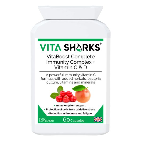 VitaBoost Complete Immunity Complex + Vitamin C & D. Fight Infection & Boost Immune Function. Anti-Viral & Anti-Bacterial. All-in-One Potent Vitamin C Formula. Essential Vitamins & Minerals