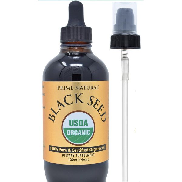 100% Organic Black Seed Oil 4oz, Edible Cold Pressed Cumin, Nigella Sativa