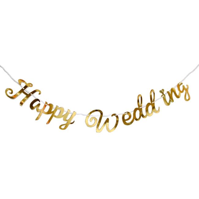 Lumierechat Garland, Cursive Birthday, Wedding, Wedding, Pink Gold, Happy Birthday, Just Married (Happy Wedding, Gold)