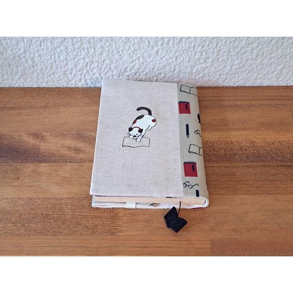 sheepsleep- Japanese Modern Cat Embroidery Book Cover Paperback Reading Cat 4052-Beige