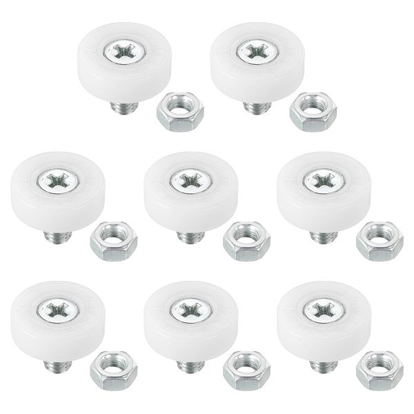 PATIKIL 8pcs 19mm Drawer Rollers Plastic Drawer Pulley Replacement Wheels Bearing Small Pulley with Nuts