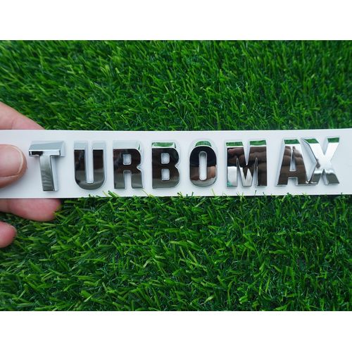 2PC 2024-2025 Turbomax Emblems 3D Badge Nameplate Hood Letters Logo Replacement for Turbo-max 85079242 (Chrome)