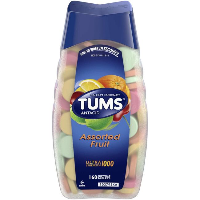 Tums Antacid Calcium Ultra Strength 1000 Assorted Fruit 160 Tablets Each