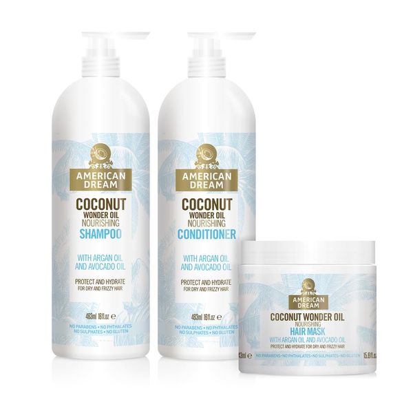 American Coconut Oil Shampoo & Conditioner Set, Coconut Oil, Aloe Vera, Shea Butter