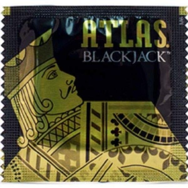 Atlas Blackjack with Silver Lunamax Pocket Case, Special Occasion Lubricated Latex Condoms-24 Count