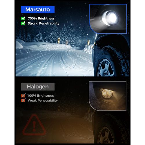 Marsauto H11/H16/H8 LED Fog Light Bulb, 14,000LM 700% Brightness 6500K White H11 H16 H8 LED Bulb for Fog Lights, 5530 CSP Chips Wide Coverage（Pack of 2）