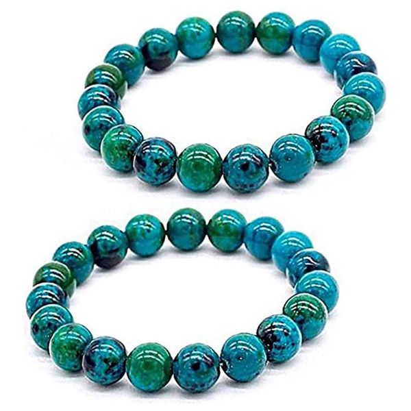 Grseme Diabetes Chrysocolla Bracelet, Natural Chrysocolla Crystal Energy Bead Bracelets, Handmade 8mm Natural Chrysocolla Crystal Energy Bead Bracelets