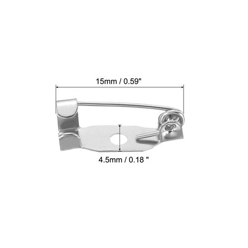 uxcell 100pcs Safety Bar Pins 15mm Brooch Clasp Pins Back ID Badge Name Card Tag for DIY Crafts Silver White