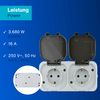 REV AquaTop Wet Room Socket Surface-Mounted Socket 2-Way IP44 Single Pole Grey Sockets