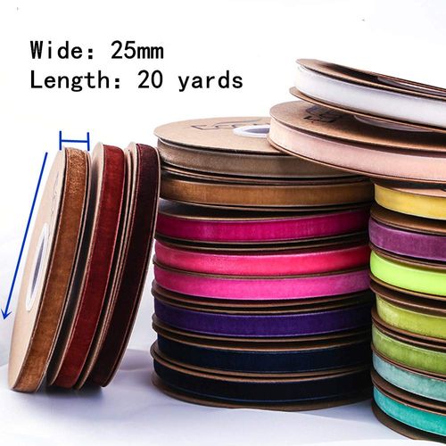 Ribbon for Crafts -Wholesale Bulk 20 Yard 3/8 5/8 1Inch Velvet Ribbon for Gift Package Wrapping Floral Design Hair Bow Clip Accessory Making Sewing Wedding Decor (Light Rose, 25mm)