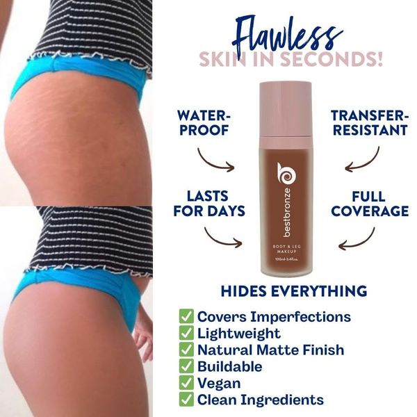 Best Bronze Bombshell Body & Leg Makeup - Waterproof Leg Makeup & Body Foundation - Body Makeup for Scars, Varicose Veins Cover Up & Leg Concealer (NW46 Auburn)