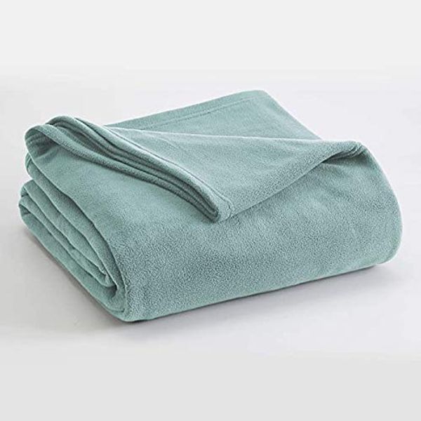 Vellux Fleece Blanket Queen Size - Fleece Bed Blanket - All Season Warm Lightweight Super Soft Throw Blanket - Blue Blanket - Hotel Quality- Plush Blanket for Couch (90x90 Inches, Blue)