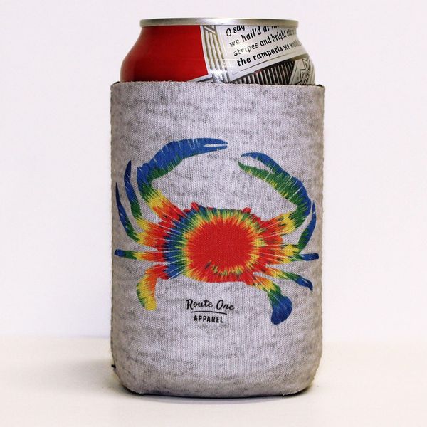 Rainbow Tie Dye Crab (Grey) / Can Cooler