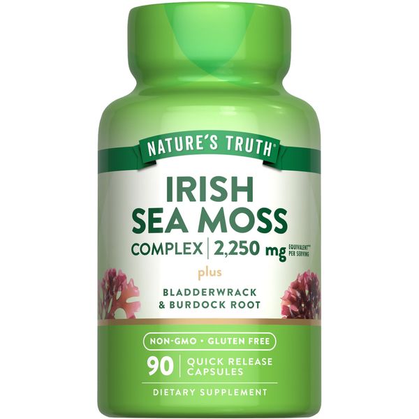Irish Sea Moss Capsules | 90 Count | Bladderwrack & Burdock| by Nature's Truth