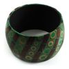 Avalaya Wide Patterned Shell Bangle (Green & Brown)
