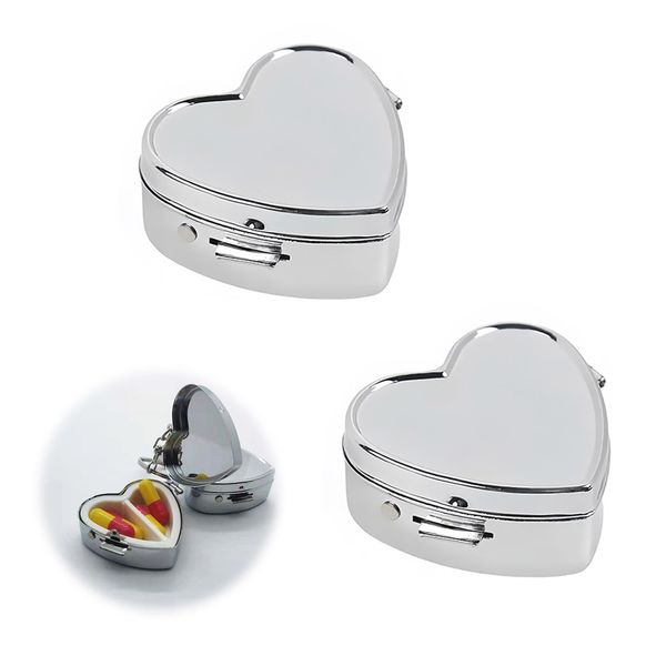 Pill Case, Key Holder, Medicine Case, Portable, Pill Case, Small, Set of 2, Heart Shape, Cute, Airtight, Moisture Proof, Carrying, Twice a Day, Forget to Drink Forget Prevention, Elderly, Small