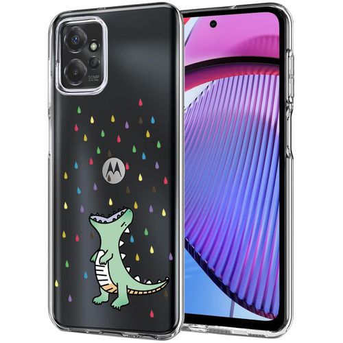 Unov Case Compatible with Motorola Moto g Power 5G 2023 Clear with Design Soft TPU Shock Absorption Slim Embossed Pattern Protective Back Cover 6.5 inch (Rainbow Dinosaur)