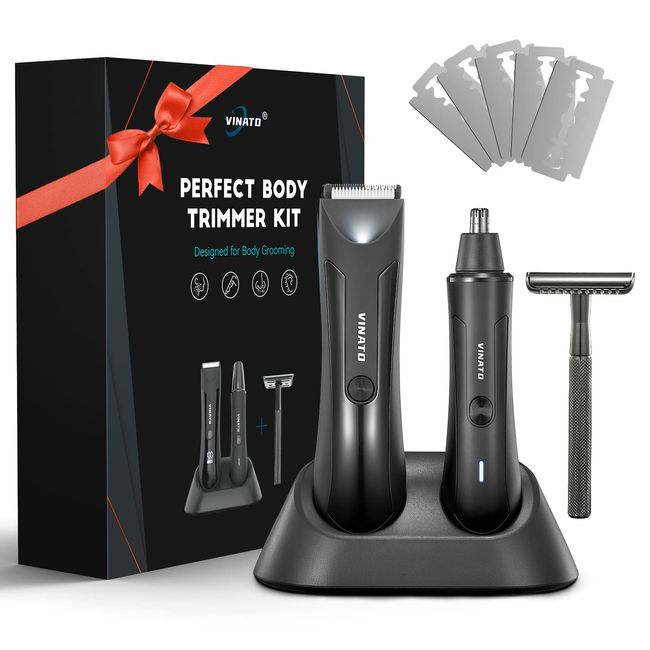 VINATO Electric Trimmer Tool Set - Body Hair Trimmer, Nose Hair Trimmer, Beard Razor, Anniversary Birthday Gifts for Dad Husband Boyfriend, All-in-one Mens Gifts, Mens Grooming Kit