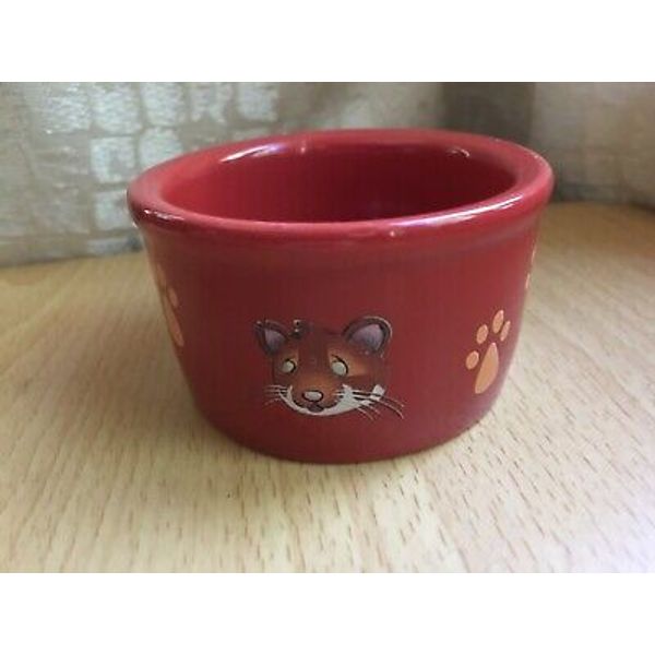 SUPER PET® Red Ceramic Hamster Food Dish Water~Treat Bowl w/little Paw-Prints