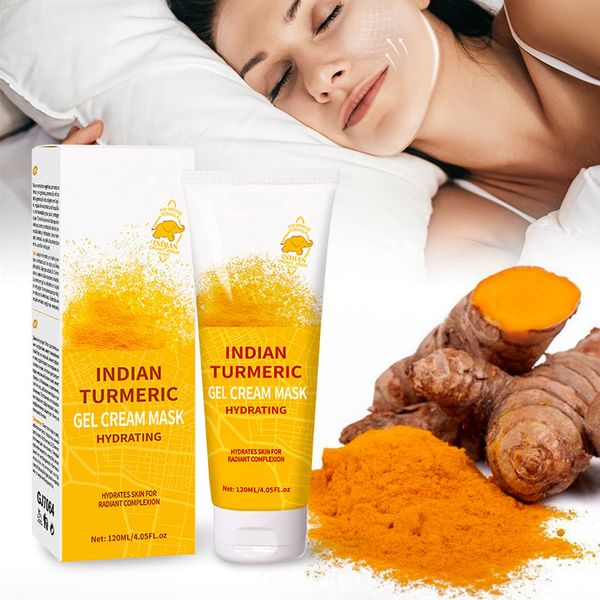 Kurkuma Gesichtsmaske, Moisturizing Sleeping Mask, Kurkuma Schlafmaske Hautfeuchtigkeit, Tiefenreinigende Gesichts-Peeling-Maske, zur Tiefenreinigung, Ölkontrolle und Porenverfeinerung