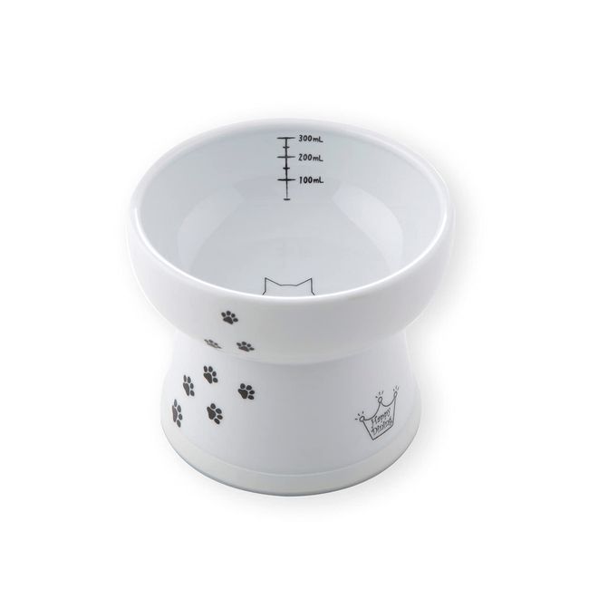 necoichi Happy Dining Cat Water Bowl with Stem, High Type, Cat Pattern, Anti-Slip Silicone