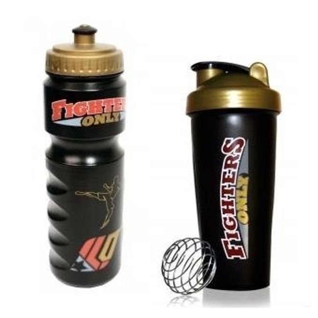 Fighters Only Sports Bottle Powered Protein Shaker Bottle With Ball - 2 Piece Set