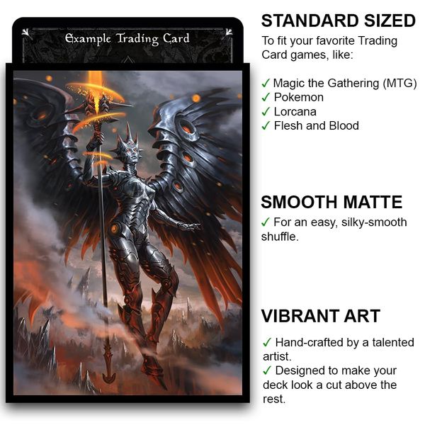 Fantasy North - Plutoria - Plutonium Angel - 100 Smooth Matte TCG Trading Card Sleeves - Fits Magic MTG Commander Pokemon and Other Card Games - Playing Card Sleeves