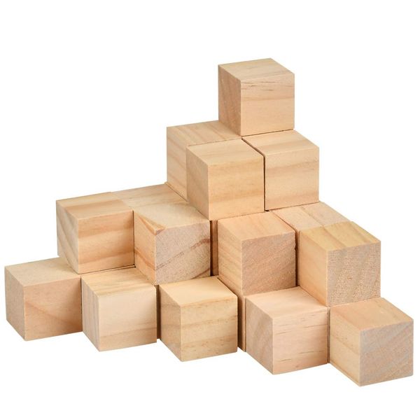 TIMESETL 30Stück Holzwürfel 3x3cm Bastelwürfel, Natürlich Unfertige Holzblöcke - Holzwürfel Blanko Deko Holz Basteln Holz Quadrat Würfel zum Basteln Bemalen DIY Handwerk Dekoration